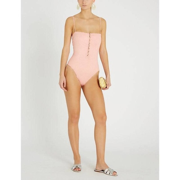 VIX PAULA HERMANNY Pink Romance Scales Buttons One Piece Swimwear Size L NWOT - Picture 8 of 16